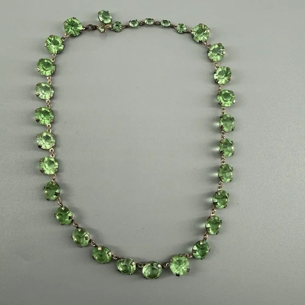 Antique Art Deco Mixed UV Reactive Glass Rivière Necklace Uranium Manganese UV - Picture 12 of 16